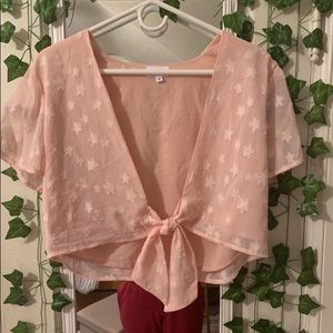 Pink star tie shirt